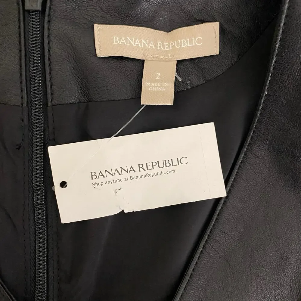 Banana Republic Black Sheath Midi Dress V-Neck Sleeveless - Picture 5 of 14